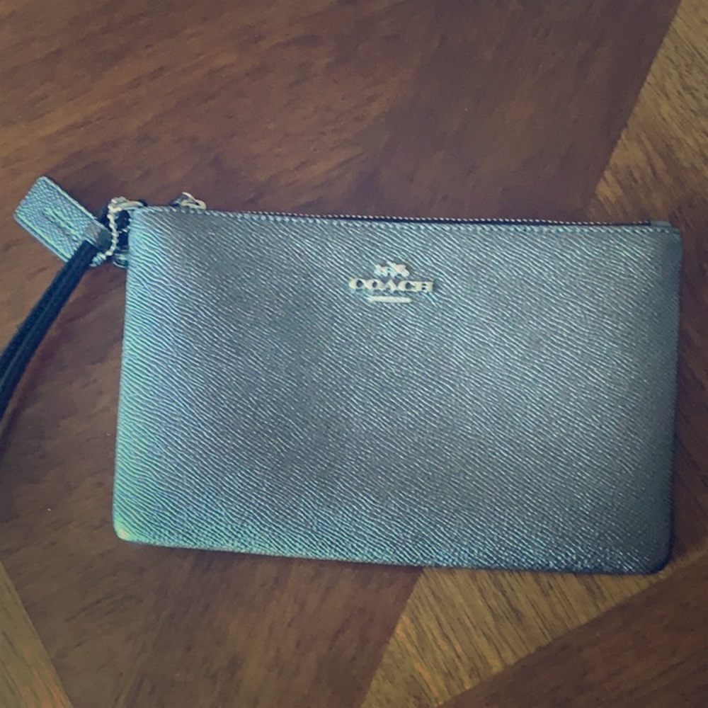 Coach silver gray wristlet